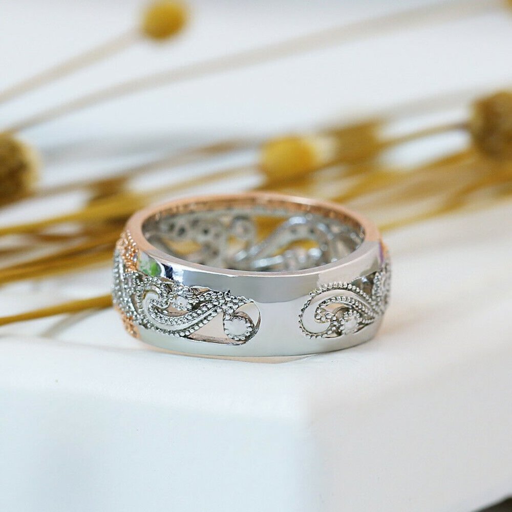 New Two Tone 925 Silver Sapphire Ring - Picture 3 of 5